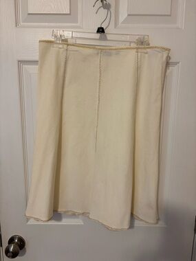 The Limited Cream A-Line Skirt with Zigzag Stitching 100% Cotton, Y2K